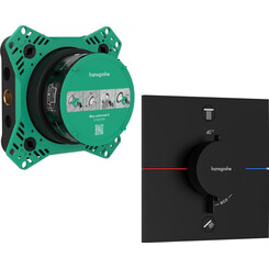 Смеситель скрытого монтажа для ванны с термостатом Hansgrohe ShowerSelect Comfort E Matt Black 15572670+01500180 (черный матовый, внутренняя часть в комплекте), Цвет производителя: черный матовый, фото 