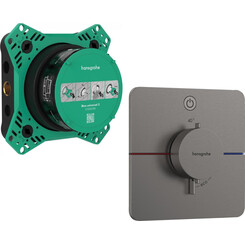 Смеситель скрытого монтажа с термостатом для душа Hansgrohe ShowerSelect Q Brushed Black Chrome 15581340+01500180 (брашированный черный хром, внутренняя часть в комплекте), Цвет производителя: брашированный черный хром, фото 