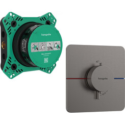 Смеситель скрытого монтажа с термостатом для душа Hansgrohe ShowerSelect Q Brushed Black Chrome 15588340+01500180 (брашированный черный хром, внутренняя часть в комплекте), Цвет производителя: брашированный черный хром, фото 