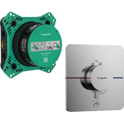 Смеситель скрытого монтажа с термостатом для душа Hansgrohe ShowerSelect Comfort Q Chrome 15589000+01500180 (хром, внутренняя часть в комплекте), Цвет производителя: хром, фото 