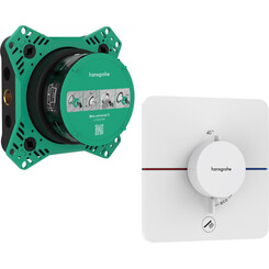 Смеситель скрытого монтажа с термостатом для душа Hansgrohe ShowerSelect Comfort Q Matt White 15589700+01500180 (белый матовый, внутренняя часть в комплекте), Цвет производителя: белый матовый, фото 