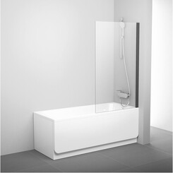 Стеклянная шторка для ванны Ravak Pivot PVS1-80 (79840300Z1, 80x140 см, стекло прозрачное, профиль черный), Доступные размеры: 80 x 140, Цвет производителя: прозрачное стекло, отделка черная матовая, фото 