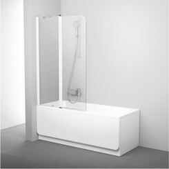 Стеклянная шторка для ванны Ravak Chrome CVS2-100 L (7QLA0100Z1, 100x150 см, стекло прозрачное, профиль белый), Доступные размеры: 100 x 150 L, Цвет производителя: прозрачное стекло, отделка белая, фото 