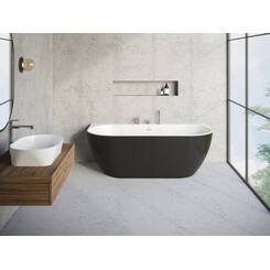 Акрилова ванна Ravak Freedom Wall Black/White XC00100027 (166x80 см, чорна/біла, пристінна, з ніжками та сифоном), Колір виробника: білий, чорний, фото 