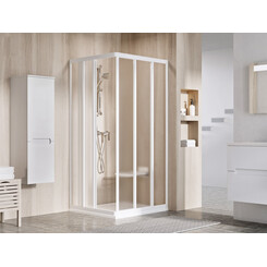 Душова кабіна Ravak Supernova ASRV3-75+ASRV3-80 ( 15V301R2ZGSET7580, 75x80 см, скло матове, профіль білий), Доступні розміри: 75 x 80, Колір виробника: матове рифлене скло, обробка біла, фото 