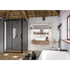 Душевая кабина Ravak Blix Slim BLSDP2-110+BLSPS-80 (X0PMD0300Z1SET110BLSPS80, 110x80 см, стекло прозрачное, профиль черный), Доступные размеры: 110 x 80, Цвет производителя: прозрачное стекло, отделка черная, фото 