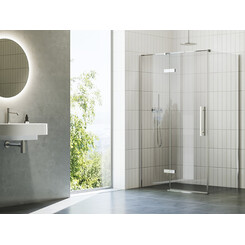 Душевая кабина Ravak Cool! COSD2-100+COPS-100 (X0VVACA00Z1SET100COPS100, 100х100 см, стекло прозрачное, профиль хром), Доступные размеры: 100 x 100, Цвет производителя: прозрачное стекло, отделка хром, фото 