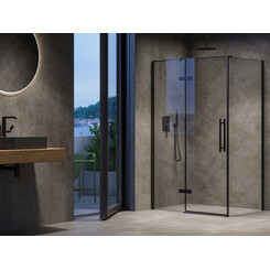 Душевая кабина Ravak Cool! COSD2-120+COPS-80 (X0VVGC300Z1SET120COPS80, 120х80 см, стекло прозрачное, профиль черный), Доступные размеры: 120 x 80, Цвет производителя: прозрачное стекло, отделка черная, фото 