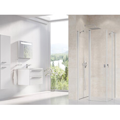 Двері для душової кабіни Ravak Chrome CRV2-120 (1QVG0U00Z1, 120 см, скло прозоре, профіль сатин), Доступні розміри: 120 x 195, Колір виробника: прозоре скло, обробка сатин, Расположение проема (входа): универсальное (оборачиваемое), фото 