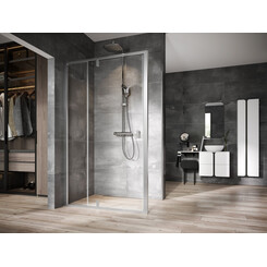 Душевая кабина Ravak Nexty NDOP2-120+NPSS-100 (03OG0U00Z1SET120NPSS100, 120x100 см, стекло прозрачное, профиль сатин), Доступные размеры: 120 x 100, Цвет производителя: прозрачное стекло, отделка сатин, фото 