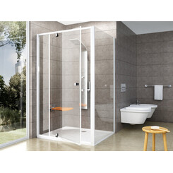 Душевая кабина Ravak Pivot PDOP2-120+PPS-100 (03GG0100Z1SET120PPS100, 120х100 см, стекло прозрачное, профиль белый, ручки хром), Доступные размеры: 120 x 100, Цвет производителя: прозрачное стекло, отделка белая, ручки хром, фото 