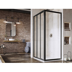 Неподвижная часть душевой кабины Ravak  Supernova APSS-90 (940703R2Z1, 90 см, стекло прозрачное, профиль черный), Доступные размеры: 90, Цвет производителя: прозрачное стекло, отделка черная, фото 