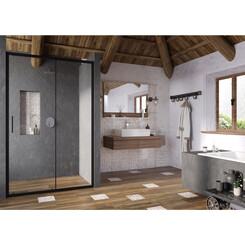 Душевые двери Ravak Blix Slim BLSDP2-110 (X0PMD0300Z1, 110 см, стекло прозрачное, профиль черный), Доступные размеры: 110, Цвет производителя: прозрачное стекло, отделка черная матовая, фото 