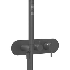 Внешняя часть смесителя скрытого монтажа для ванны Ravak Espirit ES 065.20BLM.O2.RB07D+S. (X070287, черная матовая, с лейкой и шлангом), Цвет производителя: черный матовый, фото 