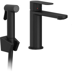 Смеситель для умывальника Ravak Chrome II CR II 112.20BL (X070462, черный, с гигиеническим душем), Цвет производителя: черный, фото 