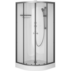 Душовий бокс Am.Pm X-Joy W94C-401-090BT (90x90 см, прозоре скло, профіль чорний матовий, з піддоном), Доступні розміри: 90 x 90, Колір виробника: чорний матовий, фото 