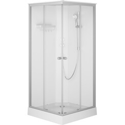 Душовий бокс Am.Pm X-Joy Square W94C-403-090MT (90x90 см, прозоре скло, профіль сатин, з піддоном), Колір виробника: сатин (хром матовий), фото 