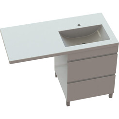 Тумба Snail Рамона з умивальником Snail Юнона 1255KMN142RA100 (125 см, біла глянцева, права, підлогова), Доступні розміри: 125 x 62 R, фото 