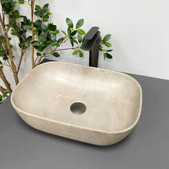 Раковина VBI Ravenna Beige Stone Matt VBI-011215 (45x32 см, бежевий матовий камінь, чаша), Доступні розміри: 45 x 32, Колір виробника: бежевий матовий камінь, фото 