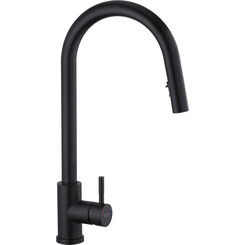 Смеситель для кухни Kroner KRP Edelstahl Klassisch - SCH03915 (брашированный черный, с выдвижной лейкой), фото 