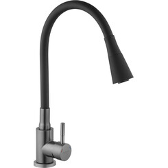 Смеситель для кухни Kroner KRP Edelstahl Klassisch-PVD031BLK (графит/черный, c гибким изливом), Цвет производителя: графит, черный, фото 