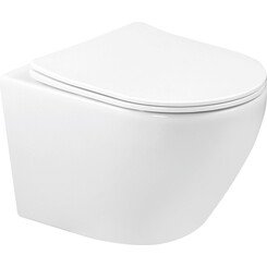 Безободковый подвесной унитаз Kerra Kasos WH (воронкообразный, с сиденьем), фото 