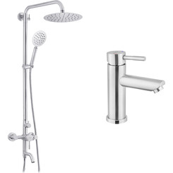 Комплект змішувачів для ванної кімнати Kroner Edelstahl Klassisch KRKESG063ESG010 (Klassisch-ESG063+Klassisch-ESG010, нержавіюча сталь), фото 