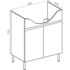 Тумба RJ Soft-Xo с раковиной Kolo Solas RJFU094-0156WHSET (RJFU094-0156WH+101456UA, 56 см, напольная), фото 