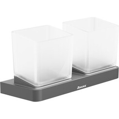 Стакан для зубных щеток Ravak 10° TD 220.20BL (X07P558, черный, настенный, двойной), Цвет производителя: черный, фото 