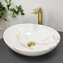 Умивальник VBI Parma Stains Glossy VBI-011015 (42x34 см, мармур глянсовий, чаша), Доступні розміри: 42 x 34, Колір виробника: мармур глянсовий, фото 