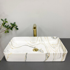 Умивальник VBI Triest Stains Matt VBI-012705 (61x35 см, мармур матовий), Доступні розміри: 60 x 34, Колір виробника: мармур матовий, фото 