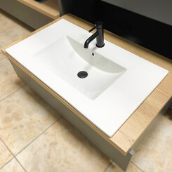 Умивальник VBI Ferrara 80 White VBI-018044 (82x46 см, білий глянсовий, з крилом), Доступні розміри: 80 x 46, Колір виробника: білий глянець, фото 