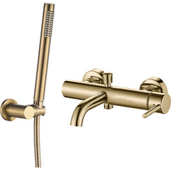 Смеситель для ванны VBI Milano Brushed Gold VBI-050106BG (брашированное золото, с лейкой и шлангом), Цвет производителя: брашированное золото (матовое), фото 