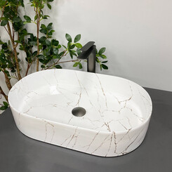 Умивальник VBI Verona 60 Gold Marmo Glossy VBI-011324 (60x37 см, золотий мармур глянсовий), Доступні розміри: 60 x 37, Колір виробника: золотий мармур, фото 