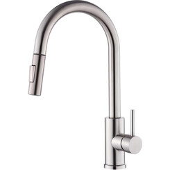 Смеситель для кухни VBI Flusso Nickel VBI-055000NI (никель, с выдвижной лейкой), Цвет производителя: никель, фото 