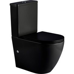 Безободковый унитаз-компакт Imprese Lesna Black Rimless i11507 black (черный матовый, с сиденьем), фото 