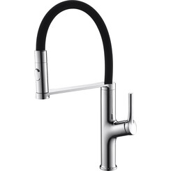 Змішувач для кухні Volle Bravo F 1550.110101 (хром/чорний матовий, з гнучким виливом), фото 