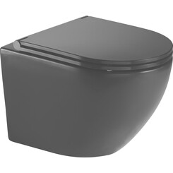 Безободковый подвесной унитаз Imprese Lesna Black Rimless i11546 black (черный матовый, с сиденьем), фото 