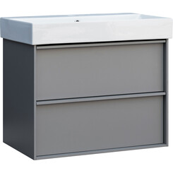 Тумба с раковиной Devit Quadra Grey Matt 083070G (70 см, серая матовая, подвесная), Доступные размеры: 70, Цвет производителя: серый матовый, фото 