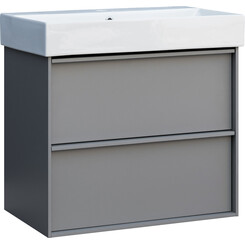 Тумба с раковиной Devit Quadra Grey Matt 083060G (60 см, серая матовая, подвесная), Доступные размеры: 60, Цвет производителя: серый матовый, фото 