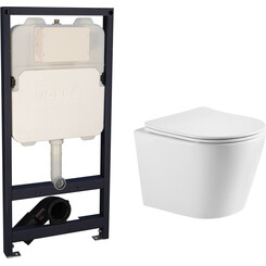 Комплект унитаз с инсталляцией 3 в 1 : подвесной унитаз с сиденьем Imprese Dobry Twist c06802203 + инсталляция Volle Master Ola 2130.000200 + c звукоизоляционной прокладкой + с креплением к стене, фото 