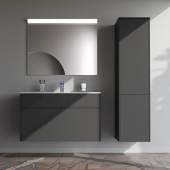Комплект мебели Am.Pm Inspire V2.0 M50AFHX1003GM+M50AWPC1001WG+M50ACHX0406GM (100 см, графит, тумба + раковина + пенал), Доступные размеры: 100, фото 