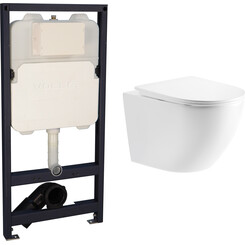 Комплект унитаз с инсталляцией 3 в 1 : подвесной унитаз с сиденьем Imprese Rozkos Twist c06310103 + инсталляция Volle Master Ola 2130.00020 + c звукоизоляционной прокладкой + с креплением к стене, фото 