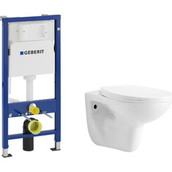 Комплект унитаз с инсталляцией 2 в 1 : подвесной унитаз с сиденьем RJ Flip Rimless RJCEJ0005 + инсталляция Geberit Duofix Delta 458.103.00.1, фото 