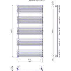 Водяной полотенцесушитель Mario Inox Премиум Турин 1.7.044603.P (530x1090, белый глянец/белый матовый/бронза/графит/золото/черный матовый/хром), фото 