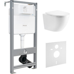 Комплект унитаз с инсталляцией 3 в 1 : подвесной унитаз с сиденьем Imprese Rozkos Twist c06310103 + инсталляция Volle Master EVO 212010 + c звукоизоляционной прокладкой + с креплением к стене, фото 