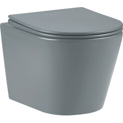 Безободковый подвесной унитаз Imprese Vltava c06309615 (антрацит матовый, c сиденьем), фото 