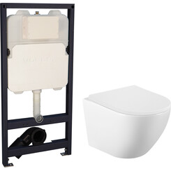 Комплект унитаз с инсталляцией 3 в 1 : подвесной унитаз с сиденьем Volle Amadeus 2.0 Vortice 1313.001000 + инсталляция Volle Master Ola 2130.000200 + c звукоизоляционной прокладкой + с креплением к стене, фото 