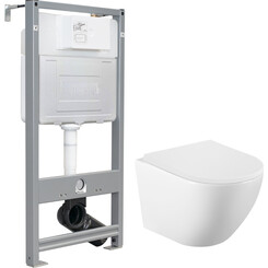 Комплект унитаз с инсталляцией 3 в 1 : подвесной унитаз с сиденьем Volle Amadeus 2.0 Vortice 1313.001000 + инсталляция Imprese I-Frame i1210 + с креплением к стене, фото 