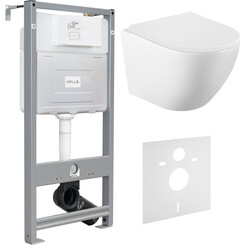 Комплект унитаз с инсталляцией 3 в 1 : подвесной унитаз с сиденьем Volle Amadeus 2.0 Vortice 1313.001000 + инсталляция Volle Master Evo 212010 + c звукоизоляционной прокладкой + с креплением к стене, фото 